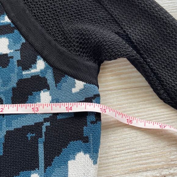 Parker Hartley Knit Long Sleeve Mini Dress | Black/Blue‎ Size Small - Picture 7 of 8